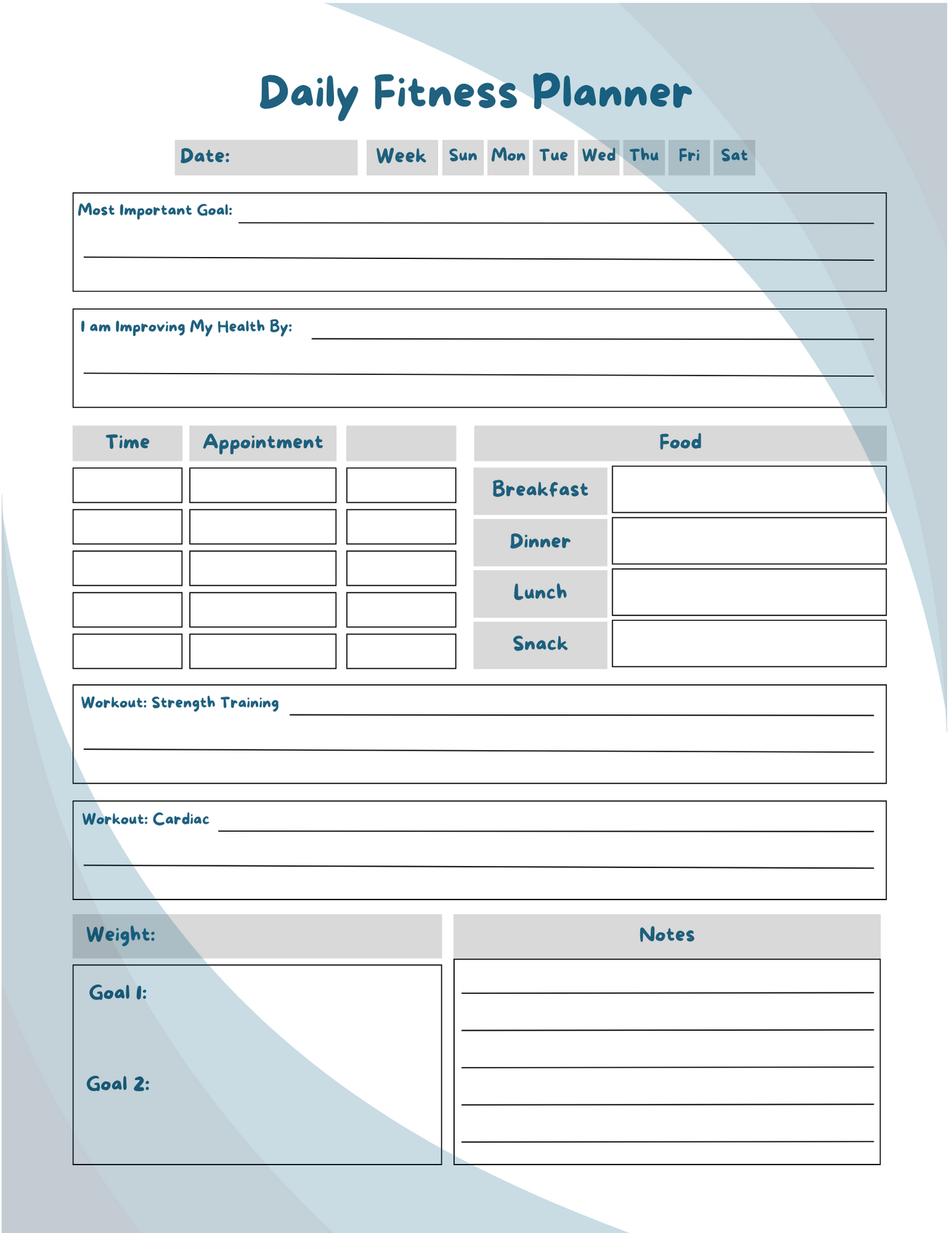 Health and Wellness Planner