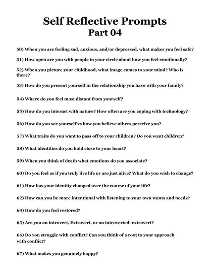 100 Self Reflective Prompts