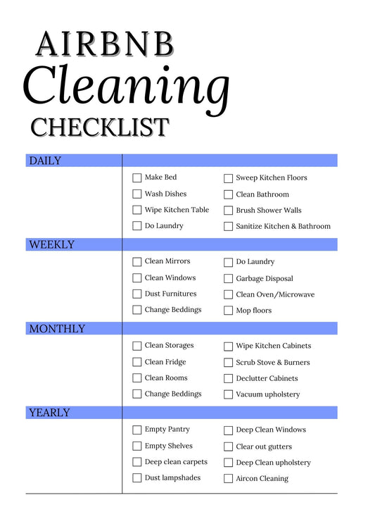 Airbnb Cleaning Checklist