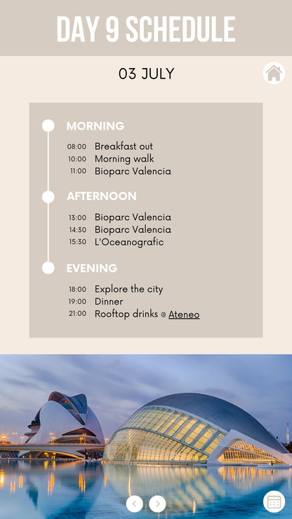 Honeymoon Itinerary Template for Mobile