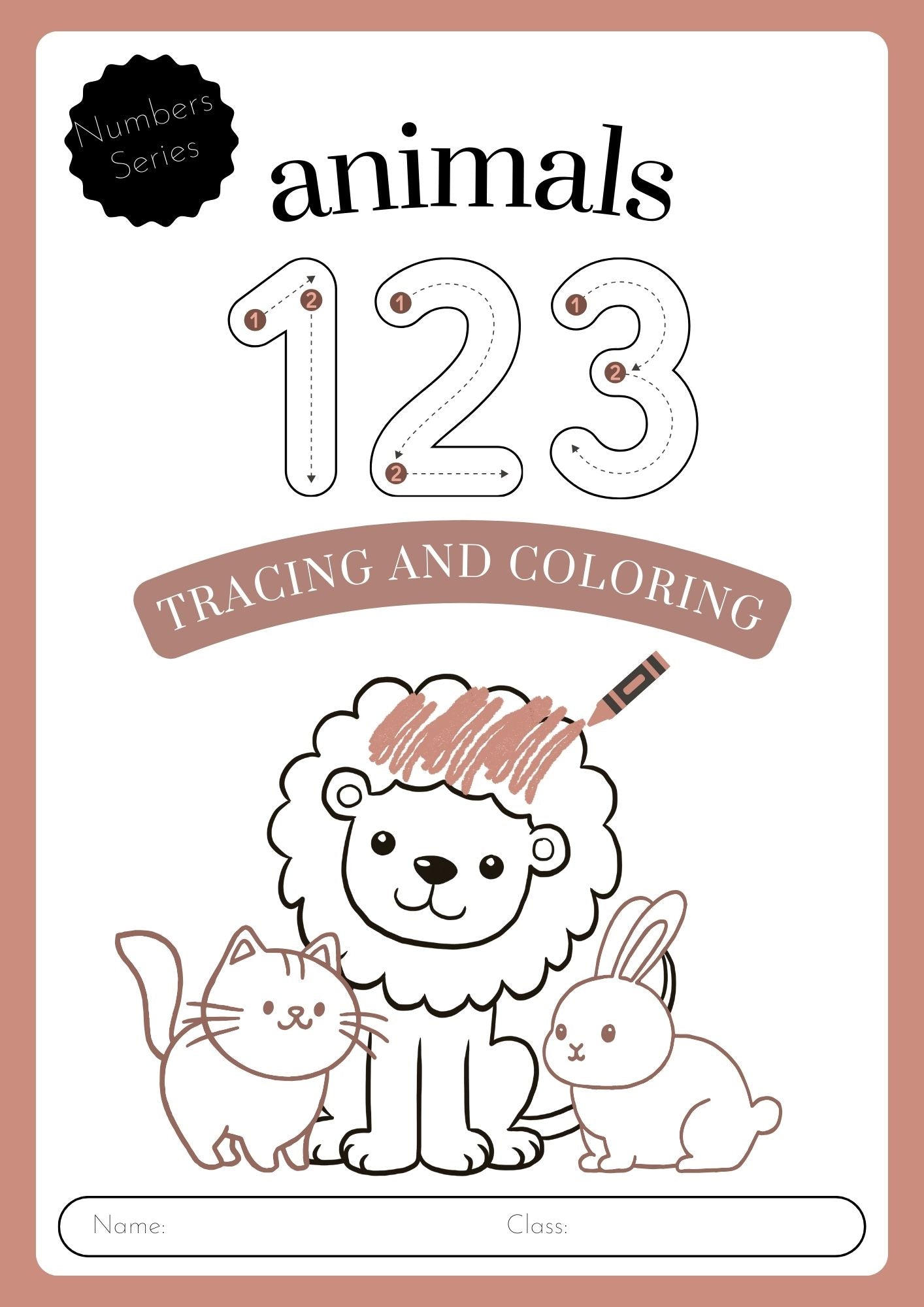 Number Tracing and Coloring Workbook Orange Playful and Cute
