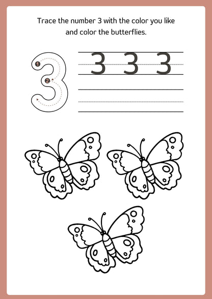 Number Tracing and Coloring Workbook Orange Playful and Cute