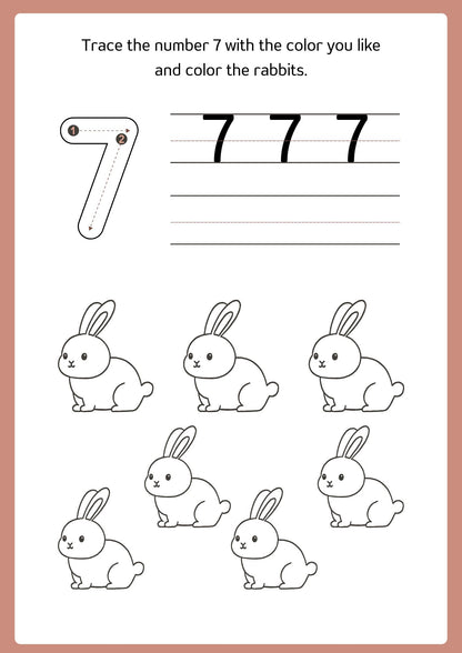 Number Tracing and Coloring Workbook Orange Playful and Cute